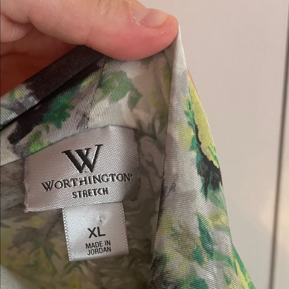 Floral Drape Neck Top - Green, Yellow, Gray - Picture 2 of 8